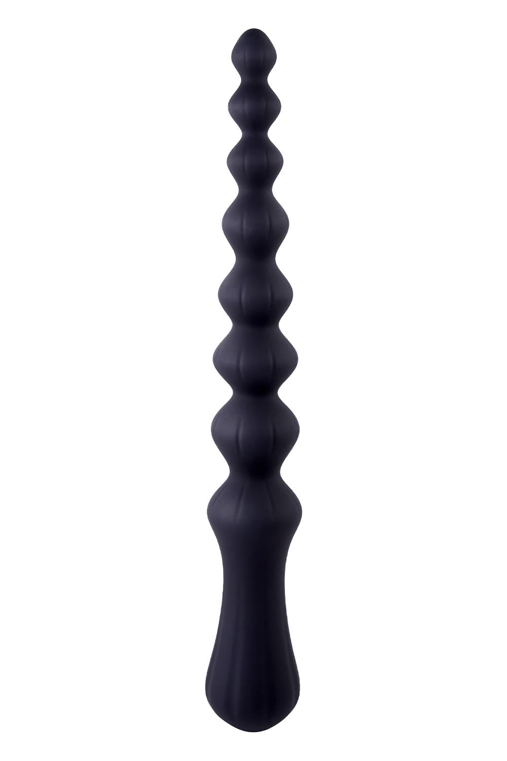 NMC 8.5 INCH RIBBED SILICONE ANAL BALL BEADS BLACK