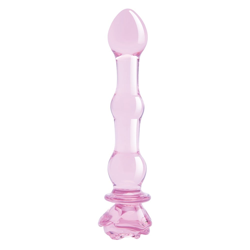 GLAZE GLASS ROSEBUD BEADED DILDO
