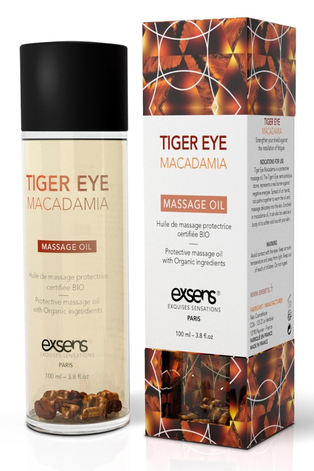 EXSENS ORGANIC MASSAGE OIL TIGER EYE MACADAMIA 100ML