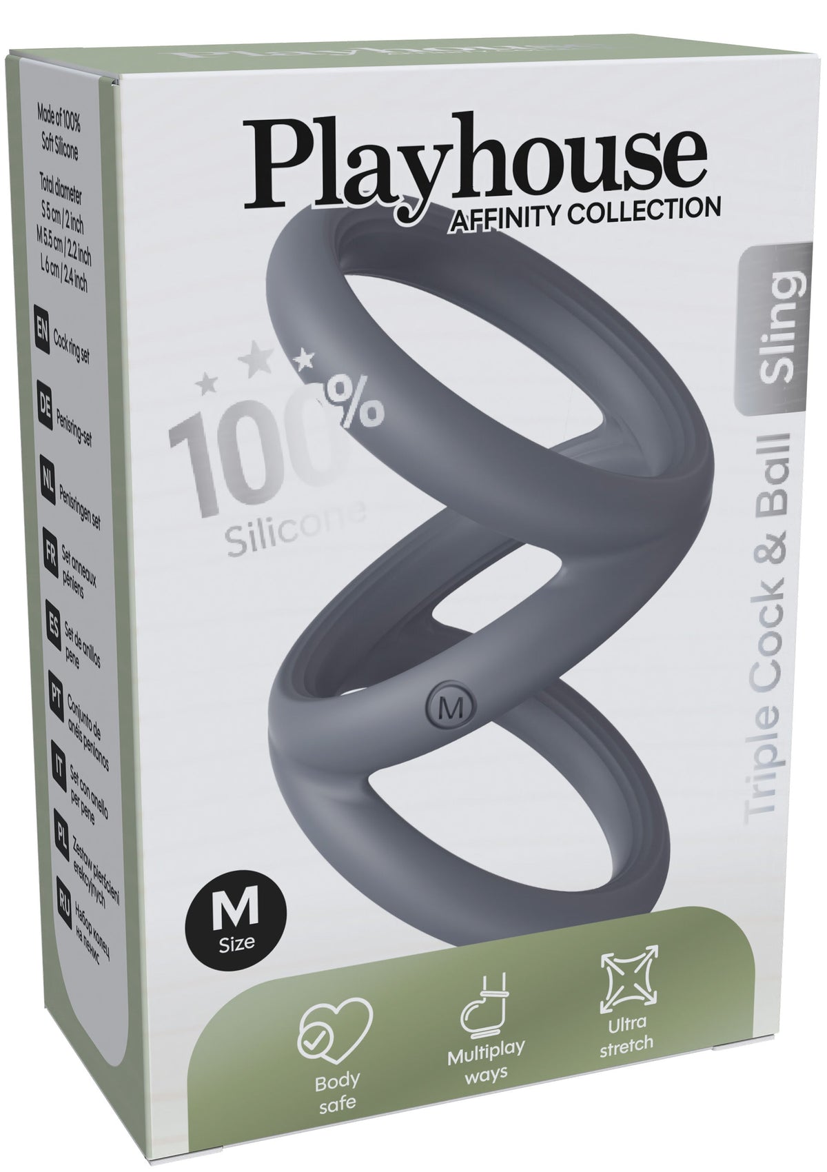 Harnais triple pénis et testicules - taille M