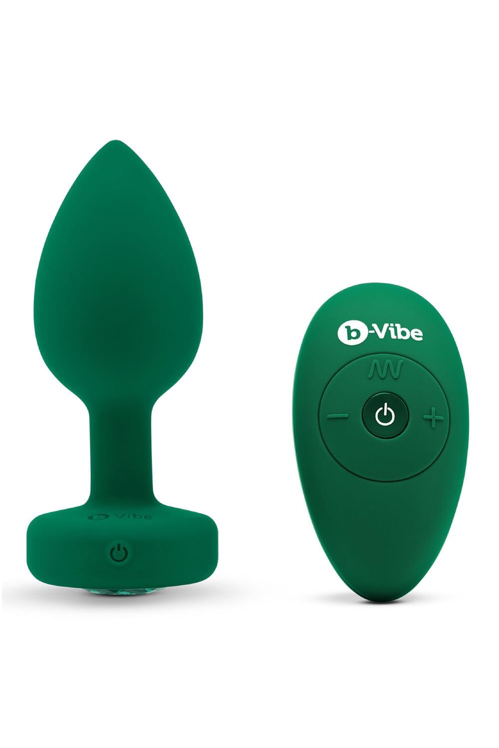 B-VIBE VIBRATING JEWEL PLUG M/L EMERALD GREEN