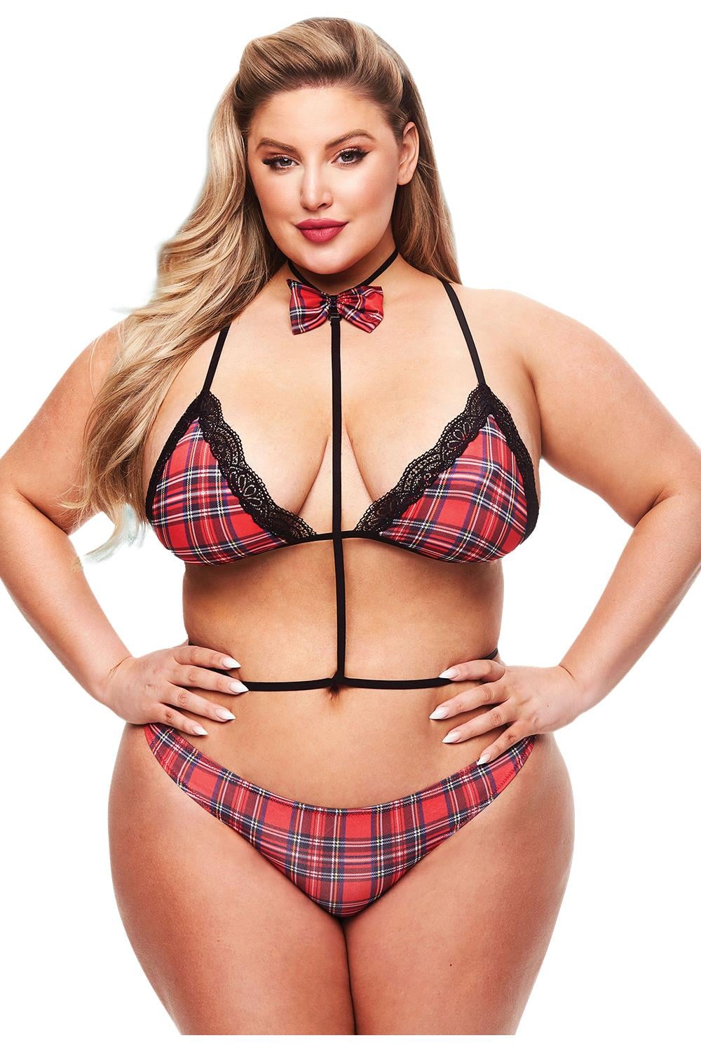 TEACHERS PET 3PC BADDIE SCHOOLGIRL SET TARTAN, QS