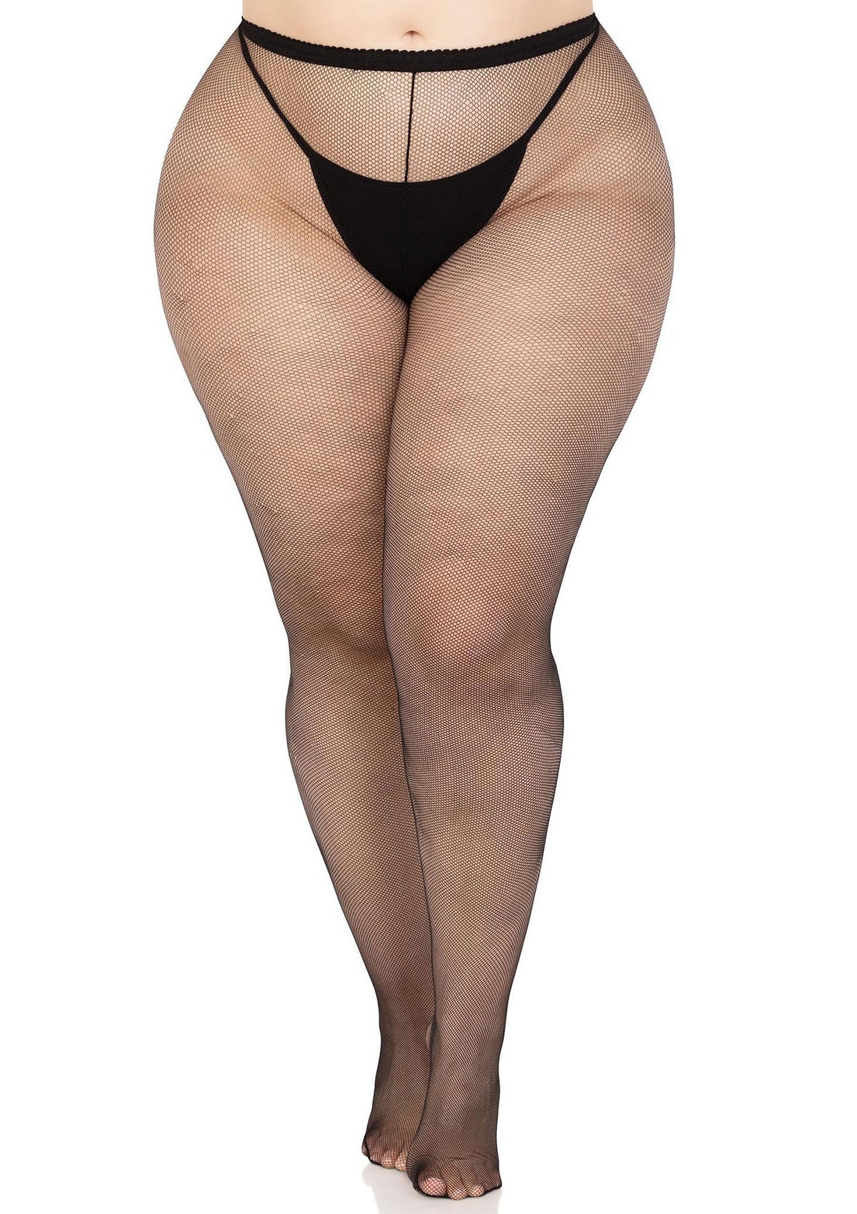 Collant grande taille micro-résille en élasthanne