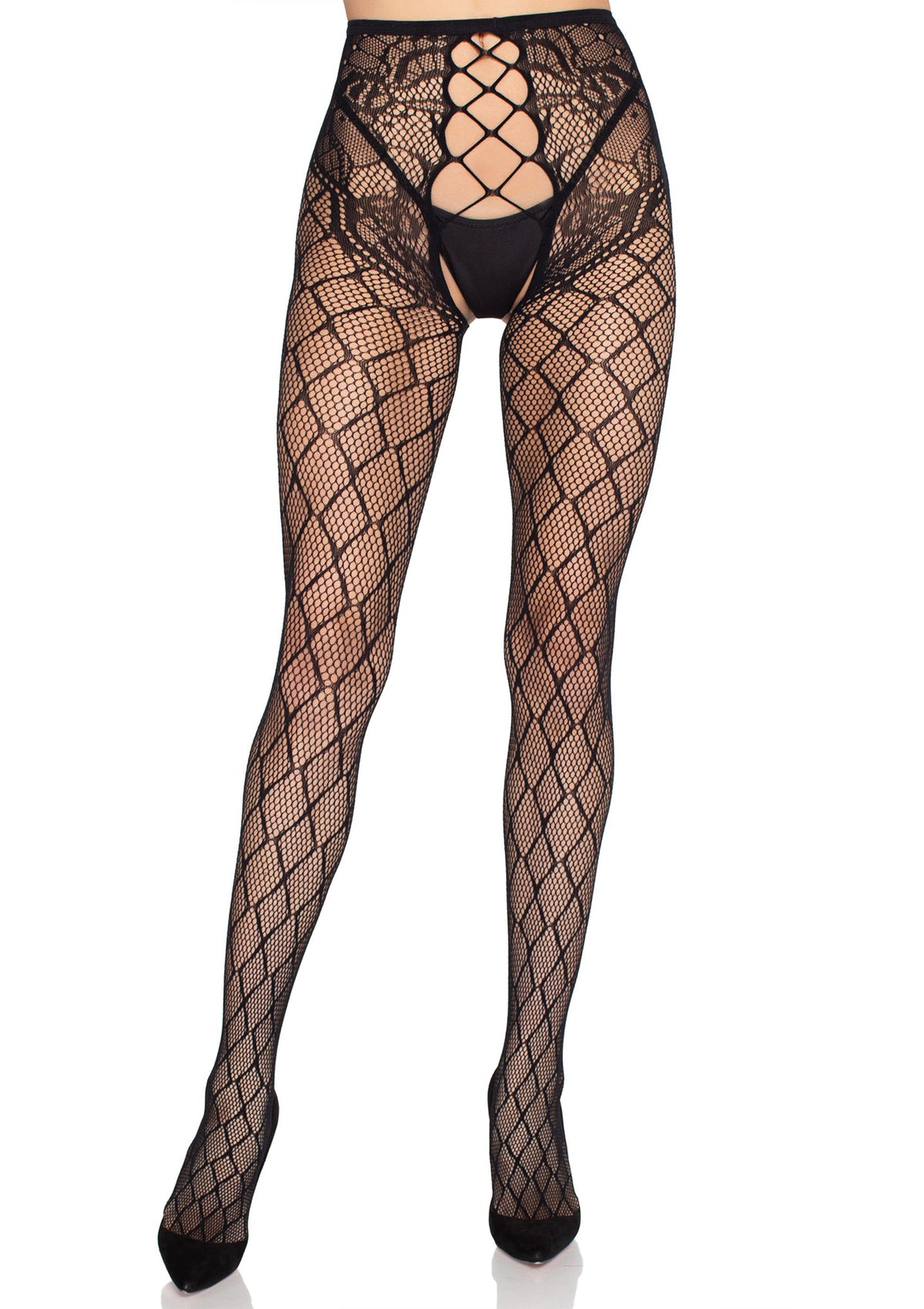 Collants résille avec culotte fendue