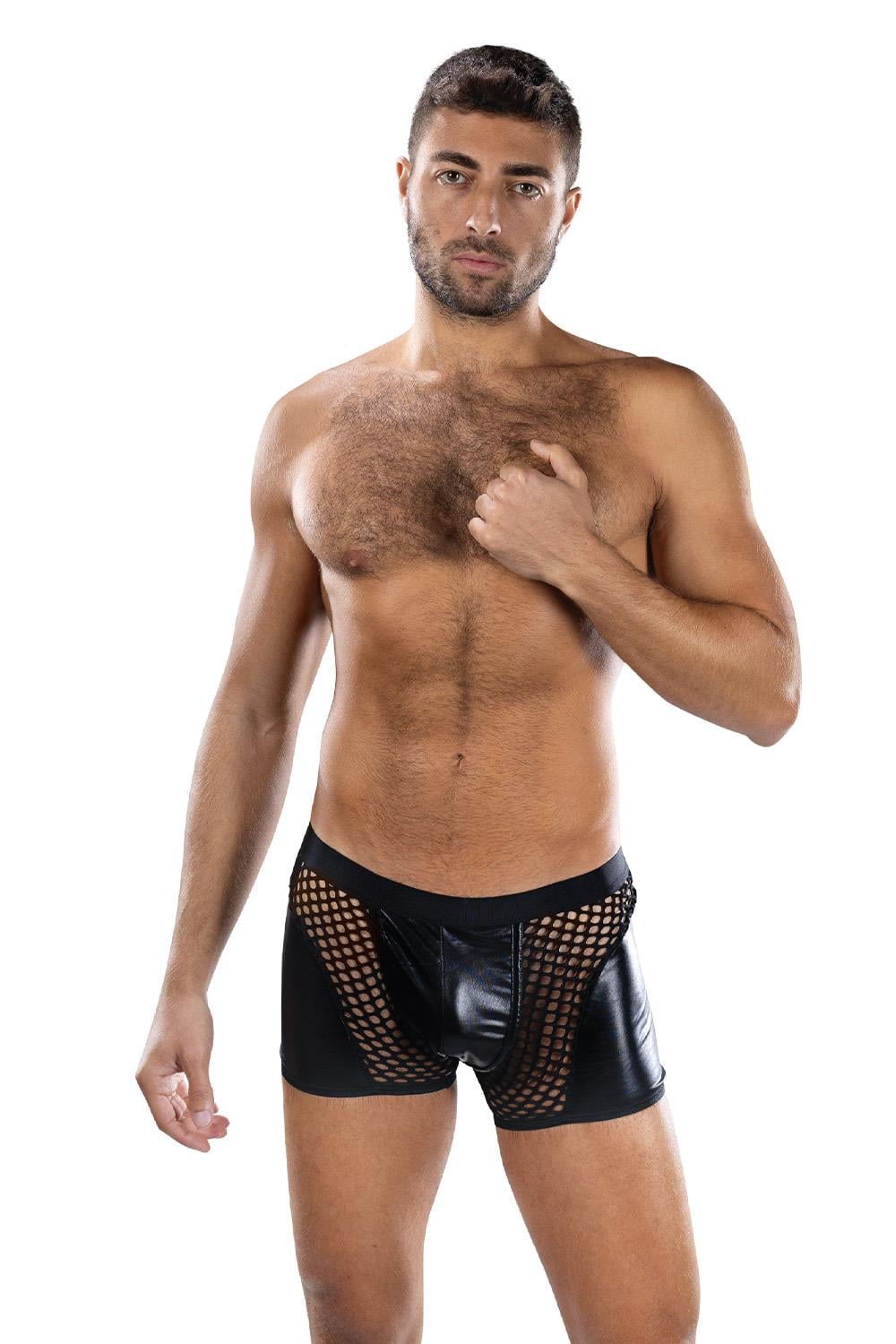 ENVY SHEER CONTRAST BOXER BRIEFS BLACK, OS