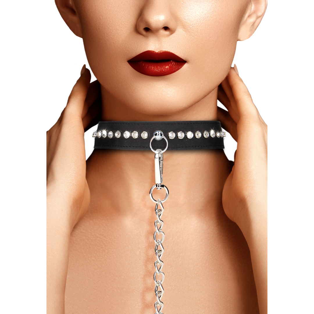 Collier Studded en Diamants avec Laisse