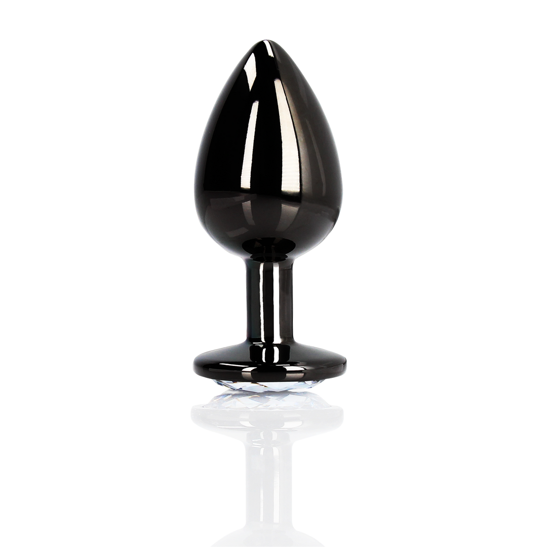 Plug anal gemme rond - Moyen - Gunmetal/Diamond