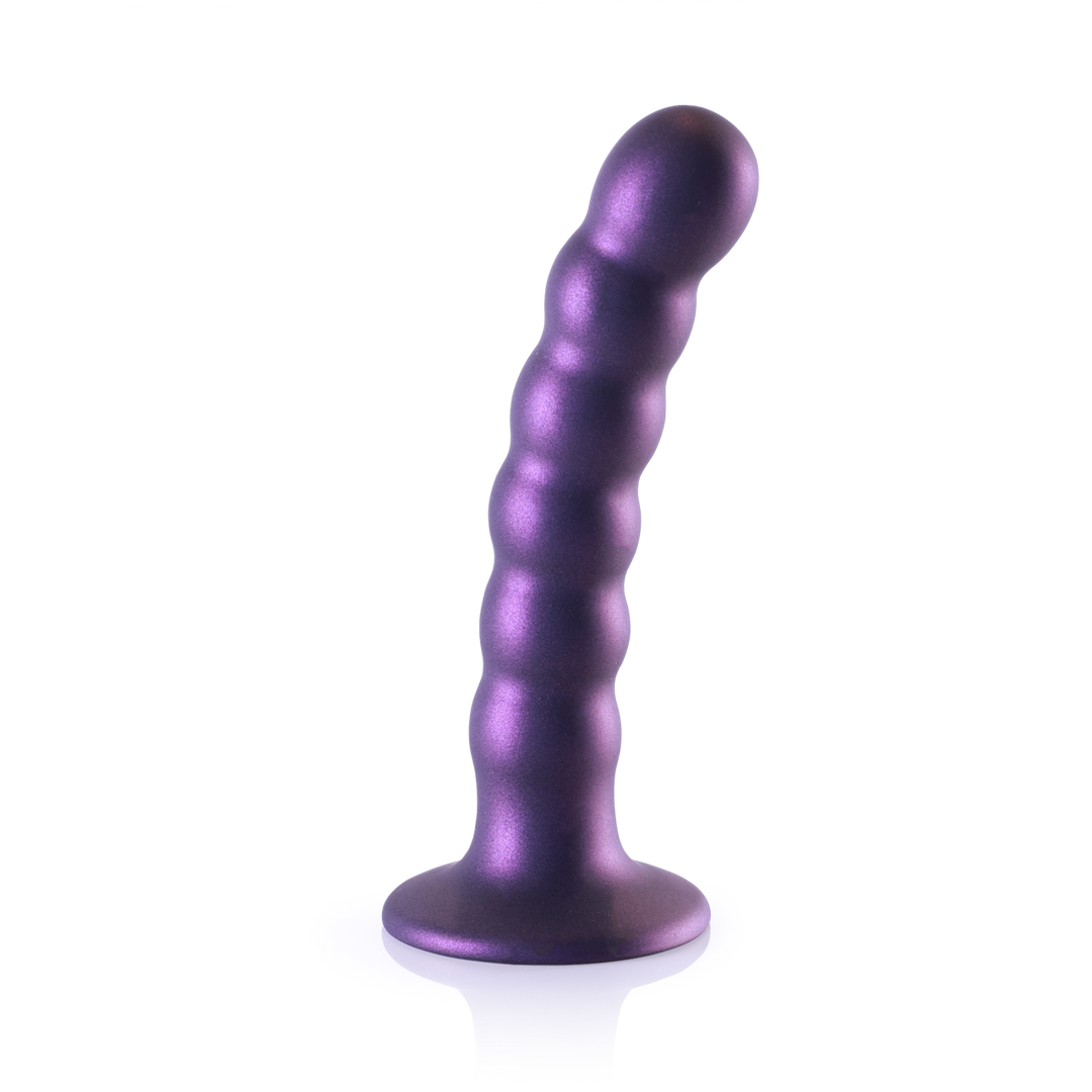 Dildo en silicone G-spot à perles - 5'' / 13 cm - Violet métallique