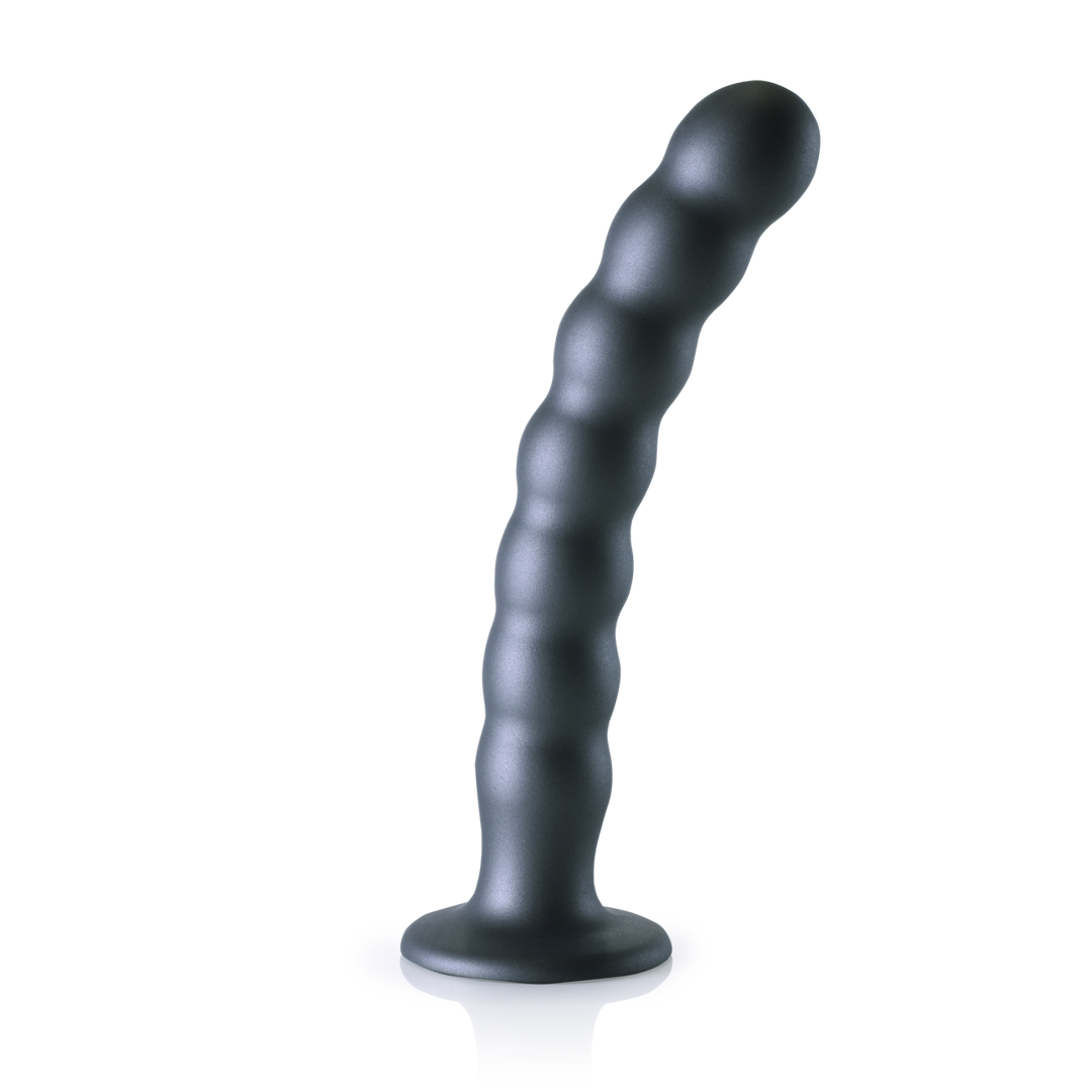 Dildo en silicone pour G-Spot avec perles - 8'' / 20,5 cm - Gunmetal
