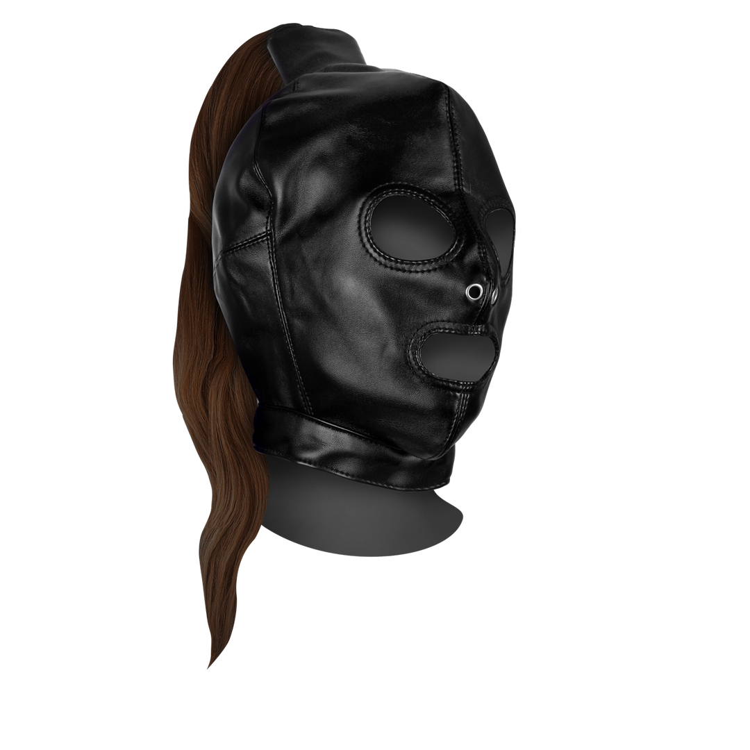 Masque avec queue de cheval brune - noir