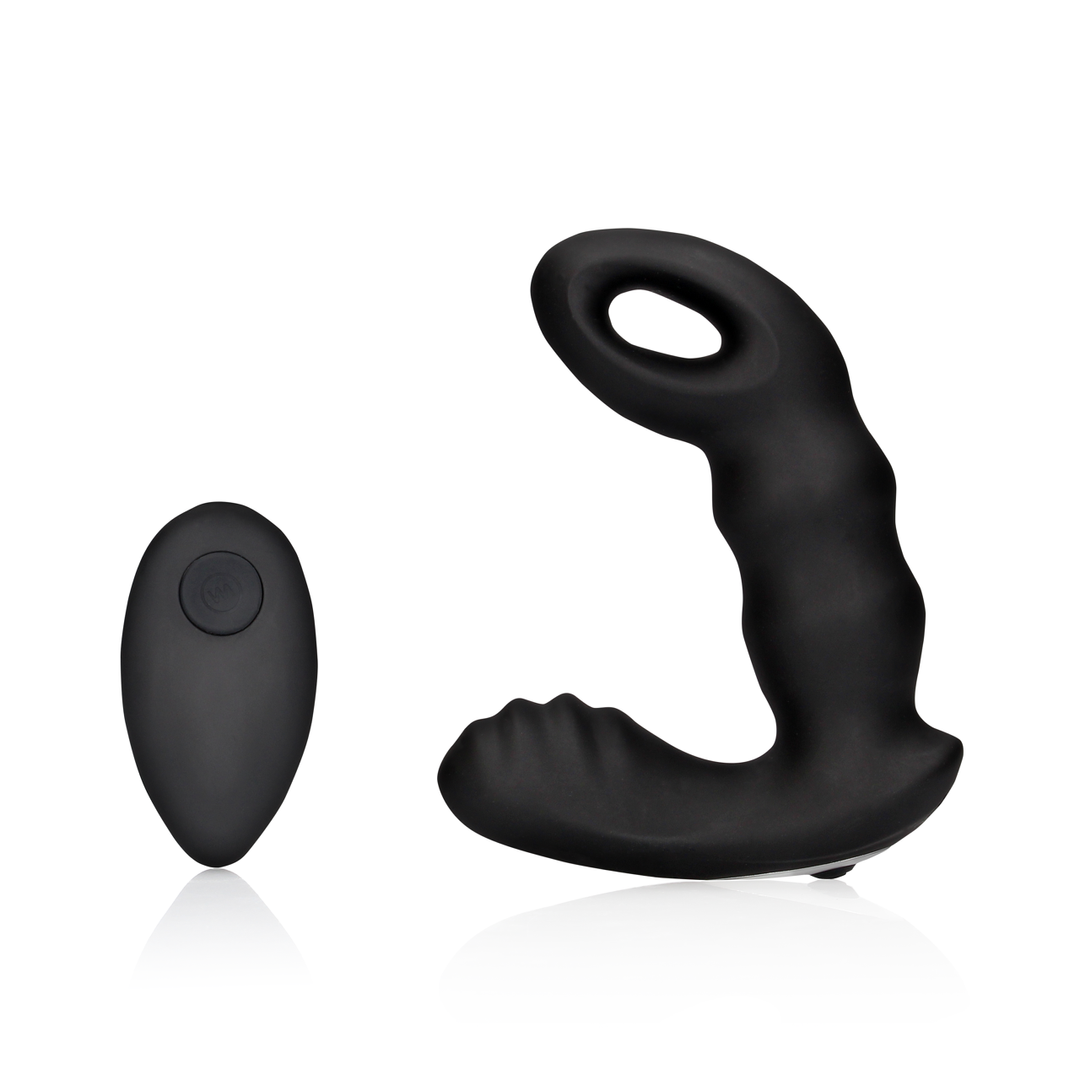 Masseur prostatique vibrant à perles avec télécommande - Noir