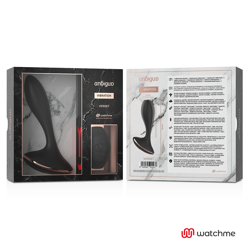 ANBIGUO - WATCHME CONTROLE AFSTANDSBEDIENING VIBRADOR ANAAL PLUG VERNET