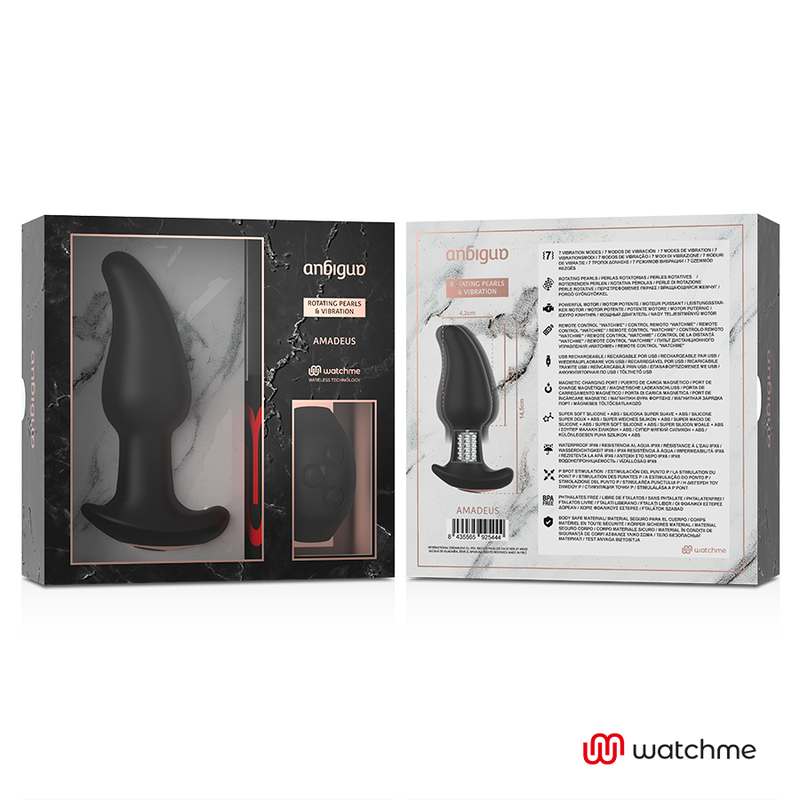 ANBIGUO - WATCHME CONTROLE AFSTANDSBEDIENING ANAAL VIBRADOR MET ROTACIÓN DE BEADS AMADEUS