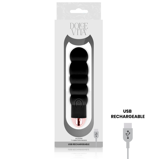 DOLCE VITA - RECHARGEABLE VIBRADOR SIX NEGRO 7 VELOCIDADES