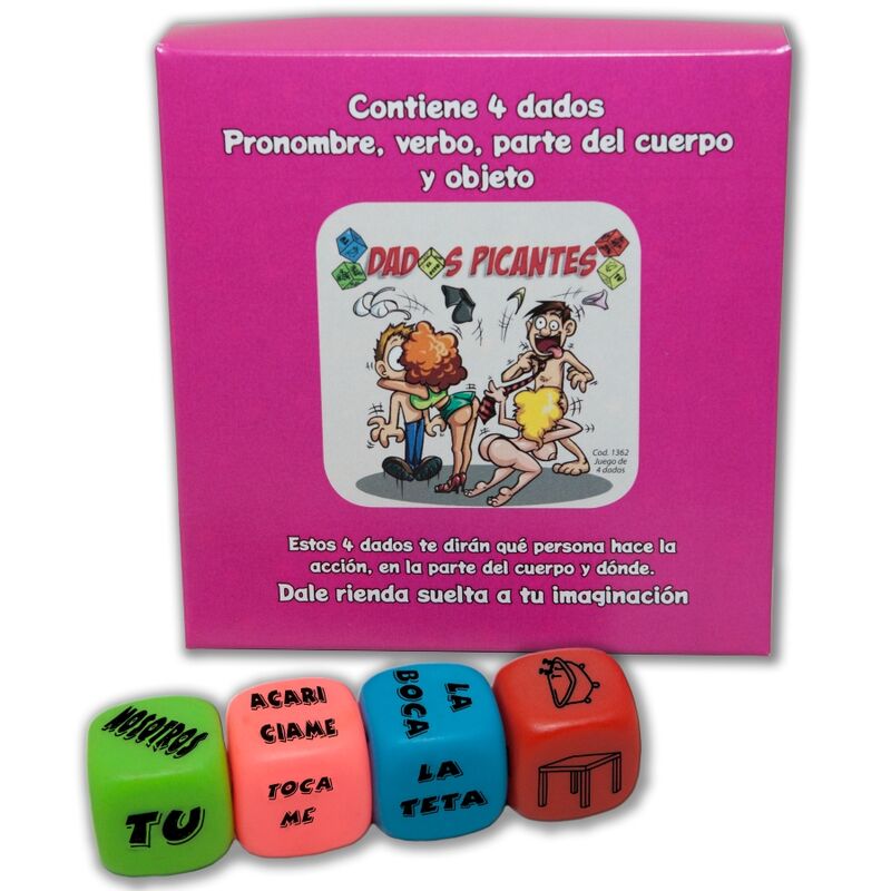 Diablo Picante – Jeu de 4 dés de pronom, verbe, partie du corps et lieu