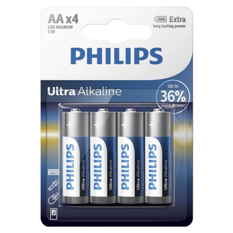 Philips – Pile ultra alcaline AA lr6 4 unité