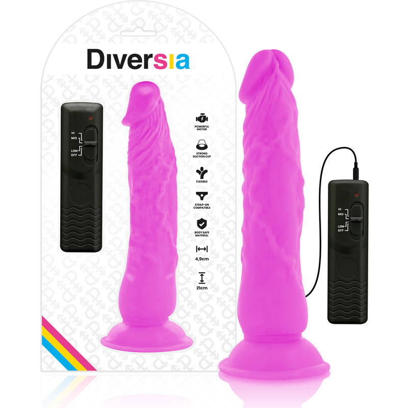 Diversia – Dildo vibrant flexible violet 21 cm -o- 4.9 cm