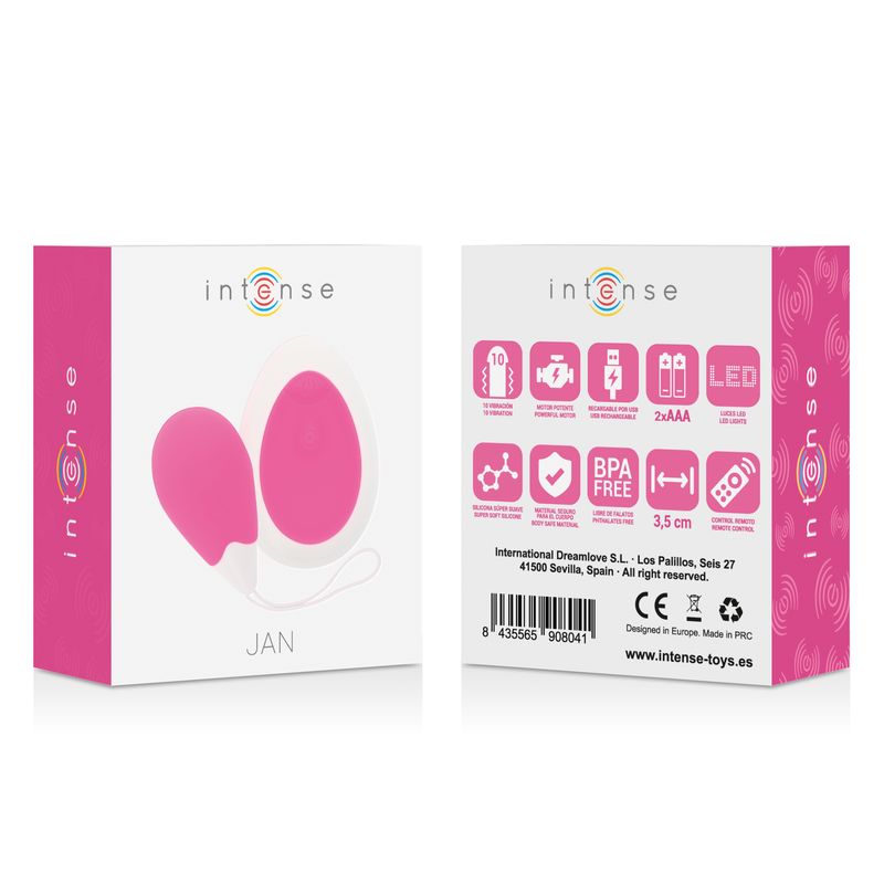 Intense – Vibrateur jan egg télécommande rose