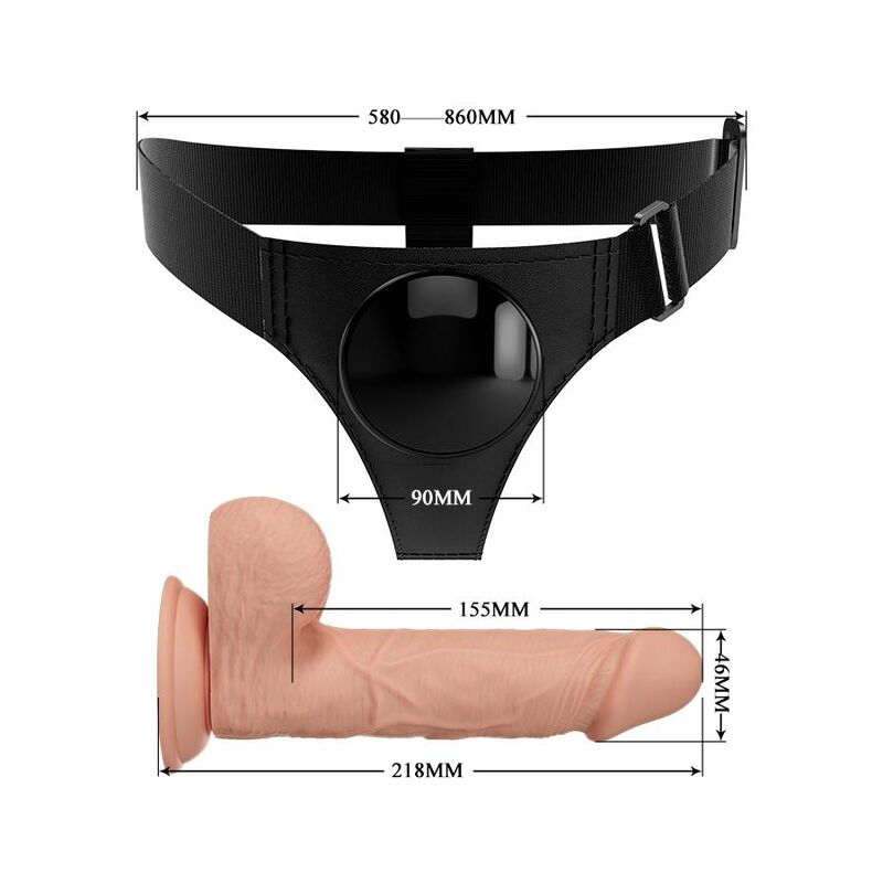 PRETTY LOVE - HARNESS BRIEFS ARNÉS UNIVERSAL WITH DILDO JERRY 21.8 CM NATURAL