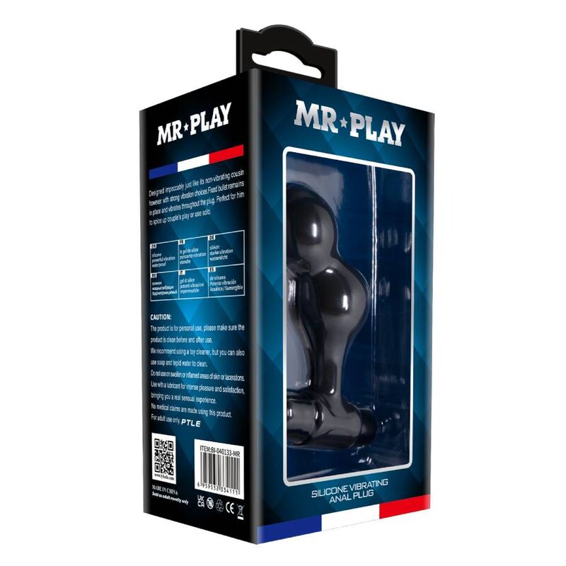 MR PLAY - PLUG ANALE VIBRADOR DE SILICONA NEGRO