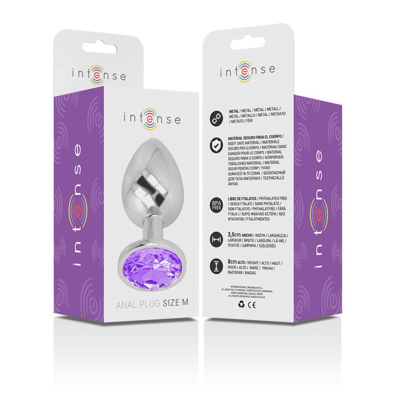 INTENSE - ALUMINUM METAL ANAL PLUG WITH CRYSTAL VIOLETA TALLA M
