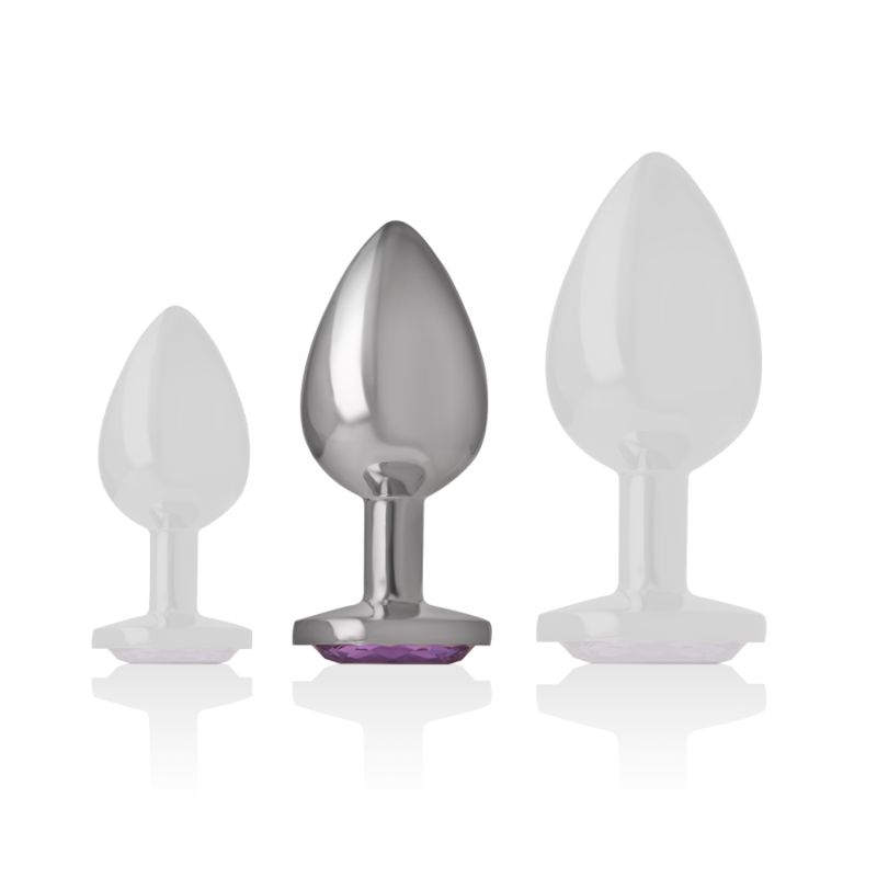 Intense – Plug anal en métal aluminium avec cristal violet taille M