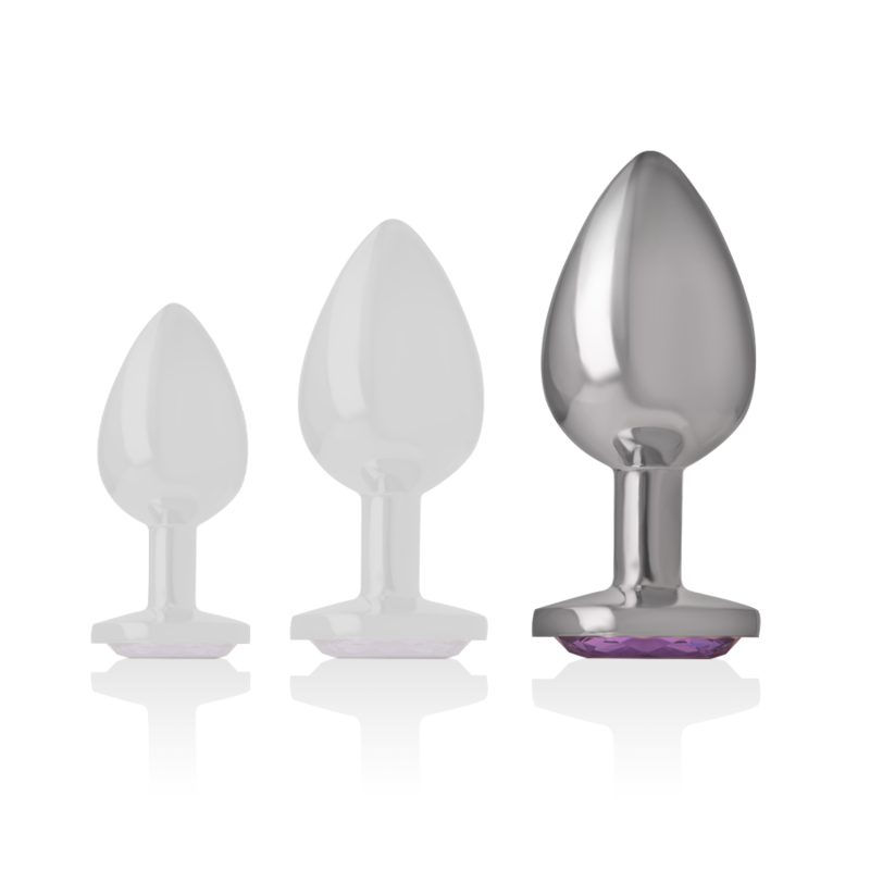 Intense – Plug anal en métal aluminium avec cristal violet taille L