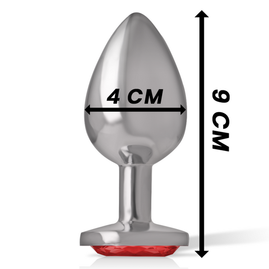 INTENSE - ALUMINUM METAL ANAL PLUG WITH CRYSTAL ROJO TALLA L