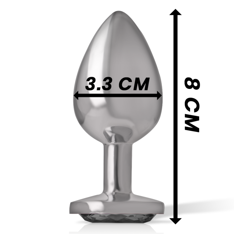 INTENSE - ALUMINIUM METALEN ANALE PLUG MET ZWARTE KRISTALLEN TALLA M