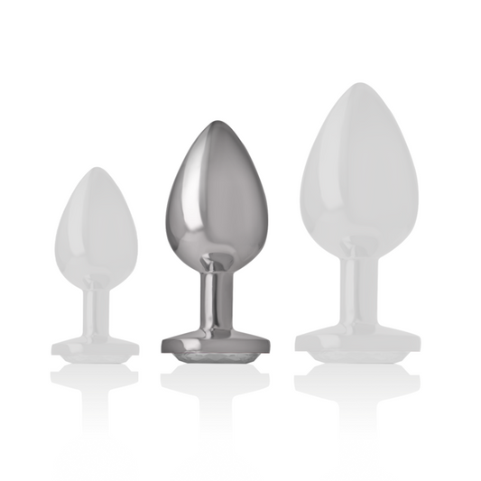 INTENSE - ALUMINUM METAL ANAL PLUG WITH PLATA CRYSTAL TALLA M