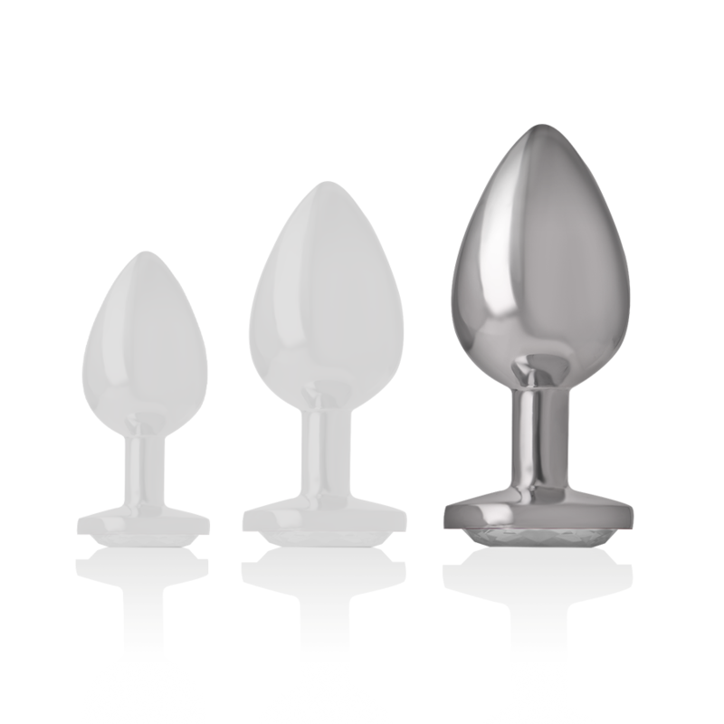 INTENSE - ALUMINIUM METALEN ANAAL PLUG MET PLATTE KRISTALLEN TALLA L