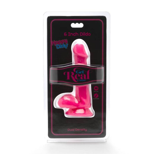 GET REAL - HAPPY DICKS DILDO 12 CM WITH TESTICULOS ROSA