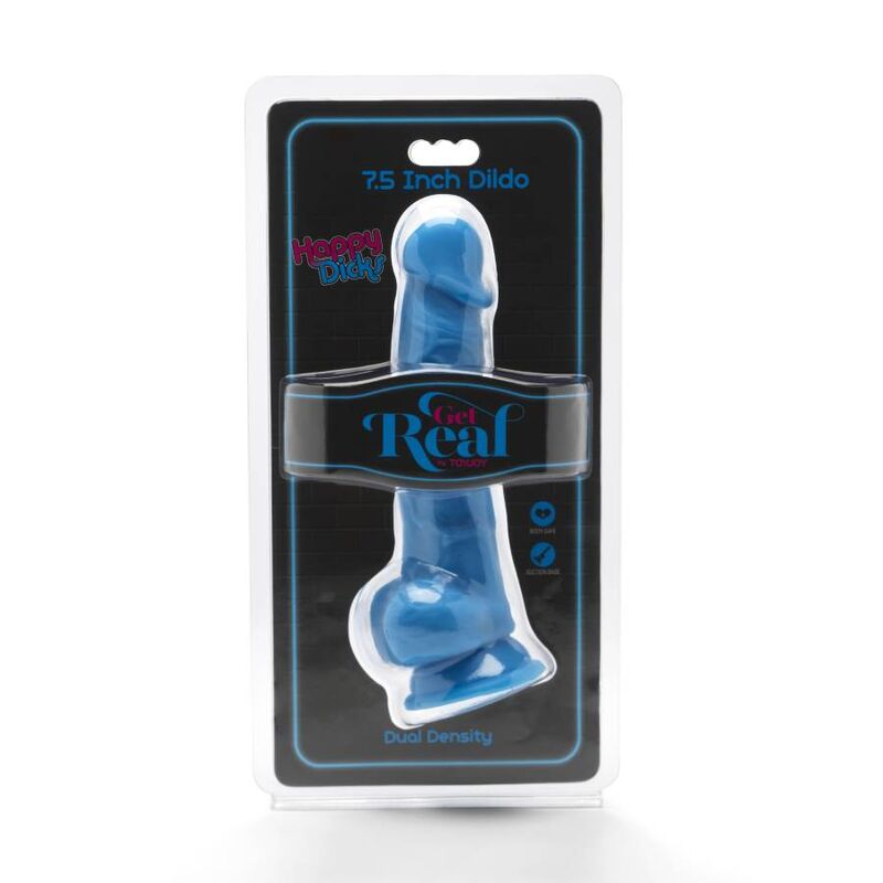 GET REAL - HAPPY DICKS 19 CM WITH AZUL TESTICULOS