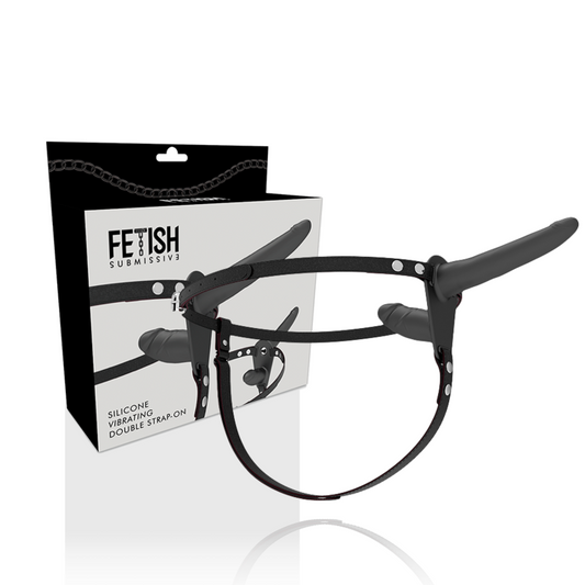 FETISH SUBMISSIVE HARNESS - DOBLE PENETRATION VIBRADOR NEGRO