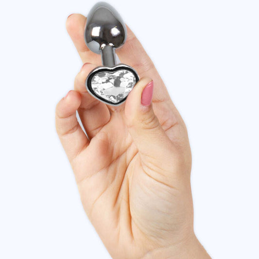 SECRETPLAY - METAL BUTT PLUG CORAZÓN TRANSPARENT TALLA S 7 CM