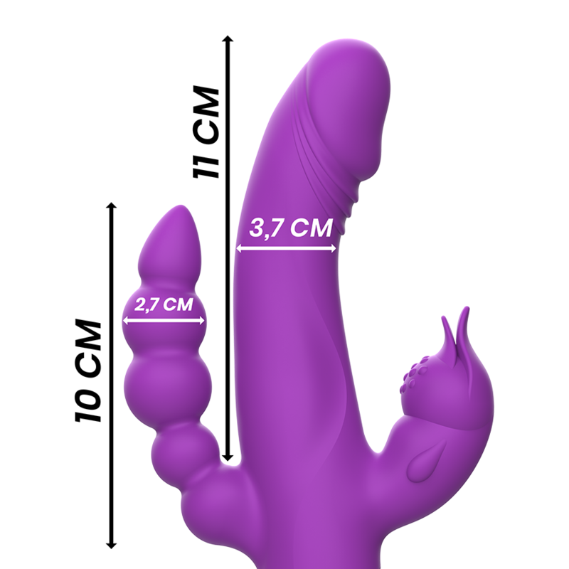 INTENSE - CASANOVA VIBRADOR KONIJN SILICONA DRIEVOUDIGE MOTOR MORADO