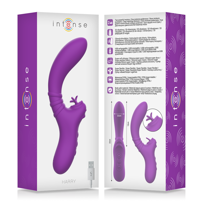 INTENSE - HARRY VIBRADOR FLEXIBEL MET LENGUA MORADO