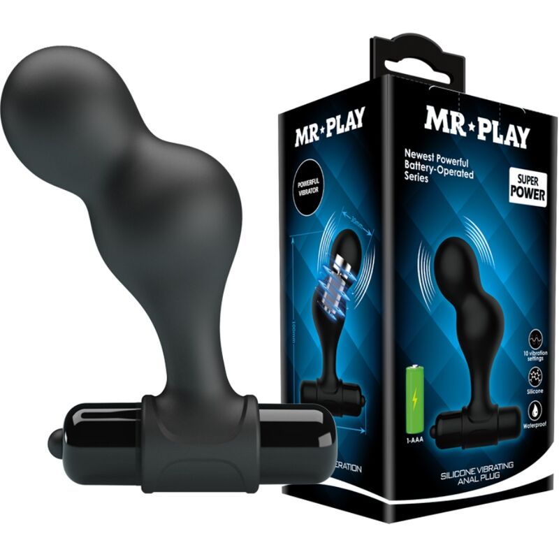 MR PLAY - PLUG ANALE VIBRADOR DE SILICONA NEGRO