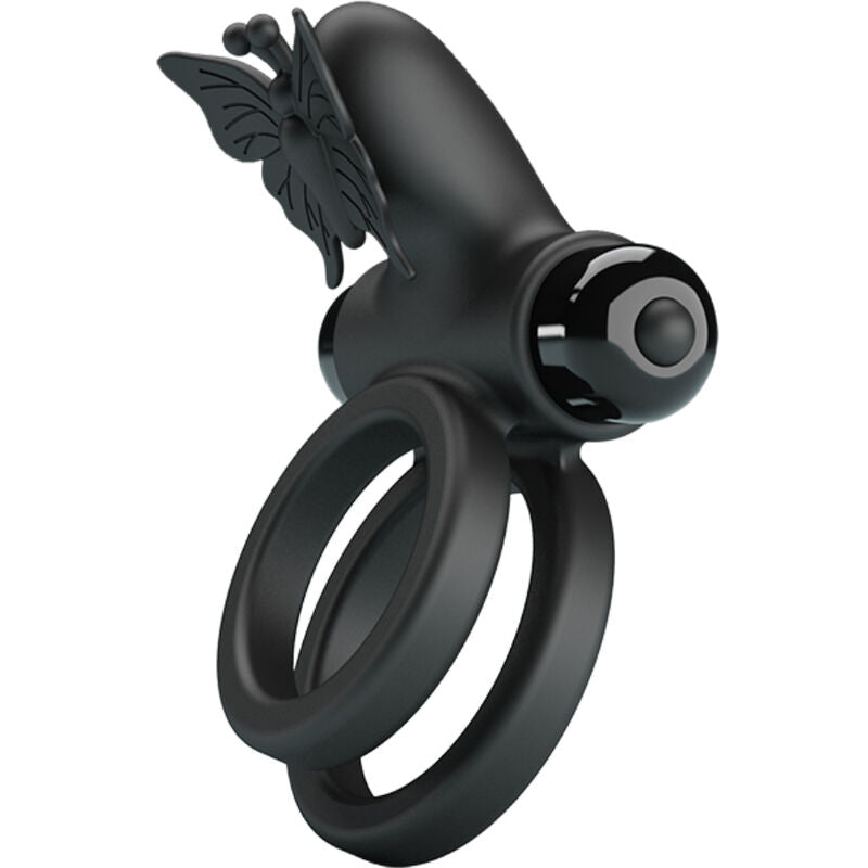 PRETTY LOVE - DUBBELE ANILLO VIBRADOR MET ESTIMULATOR ZWART