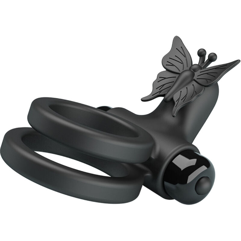 PRETTY LOVE - DUBBELE ANILLO VIBRADOR MET ESTIMULATOR ZWART