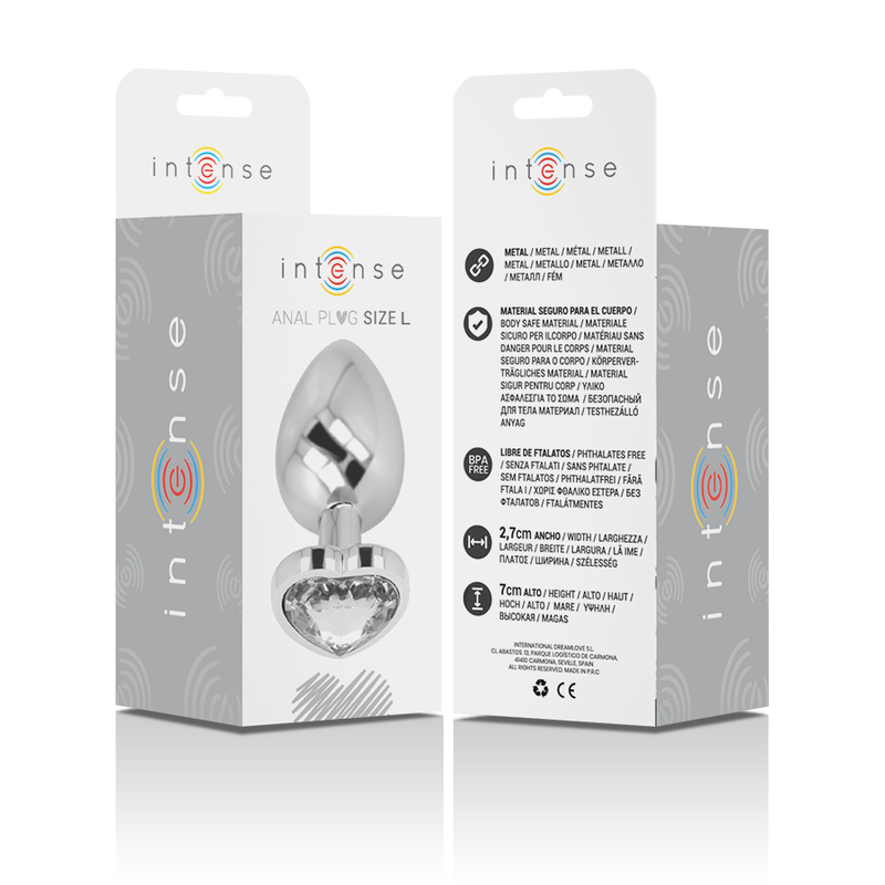 Intense – Plug anal métal aluminium coeur blanc taille L