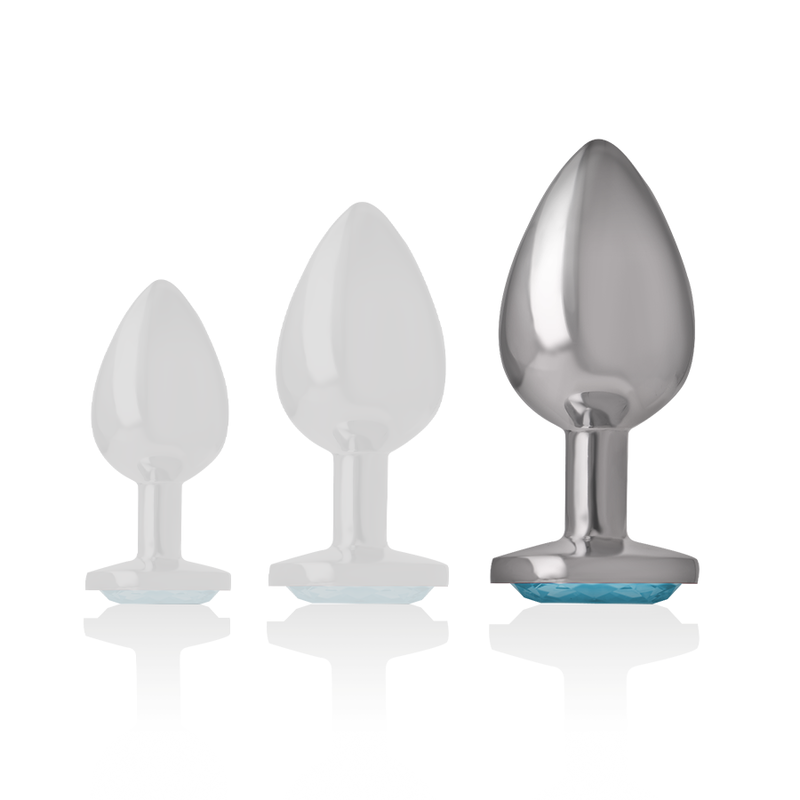 INTENSE - ALUMINIUM METALEN ANAALPLUG CORAZÓN AZUL TALLA L