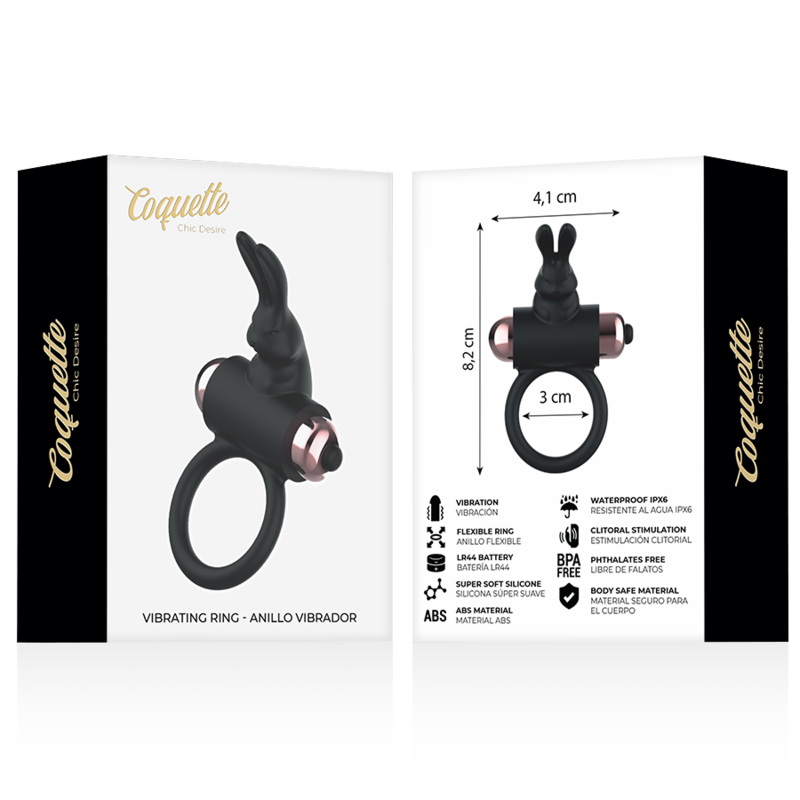 Coquette Chic Desire – Cockring avec vibrateur noir/ or