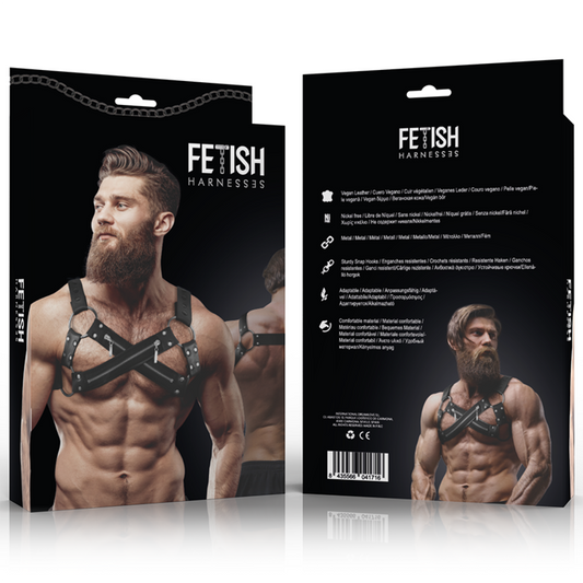FETISH SUBMISSIVE ATTITUDE - ARNÉS BULLDOG ADJUSTABLE NEOPRENO PECHO CRUZADO CON CREMALLERAS HOMBRE