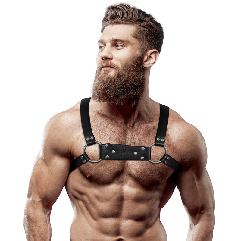 Fetish Submissive Attitude – Harnais de poitrine bulldog en cuir écologique pour hommes taille M/L