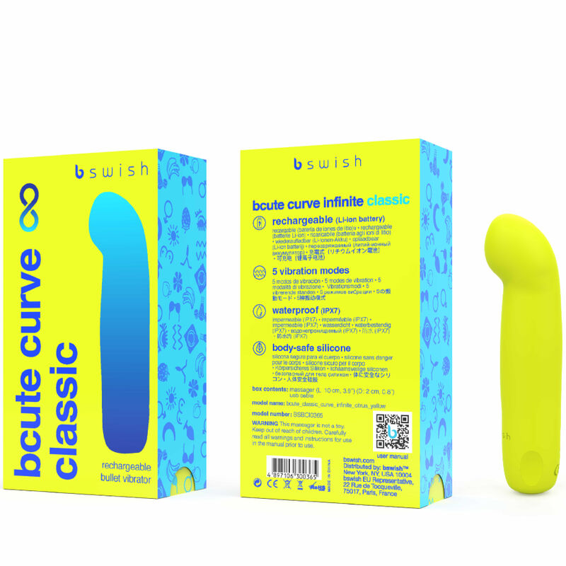 B SWISH - BCUTE CURVE ONEINDIGE KLASSIEKE OPLAADBARE VIBRADOR SILICONA AMARILLO