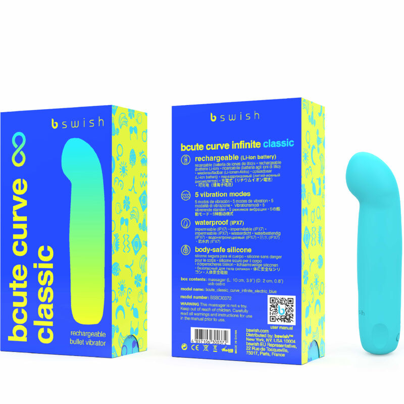 B SWISH - BCUTE CURVE ONEINDIGE KLASSIEKE OPLAADBARE VIBRADOR SILICONA AZUL