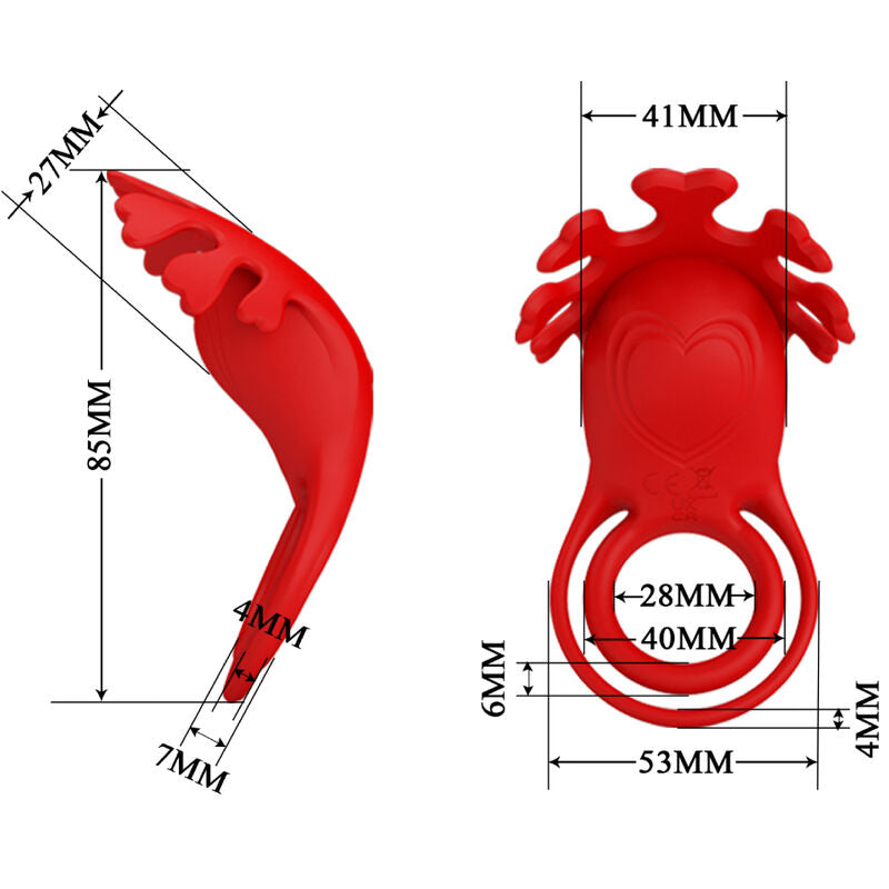MOOIE LIEFDE - RUBEN ANILLO VIBRADOR 7 VIBRACIONES SILICONA ROYO