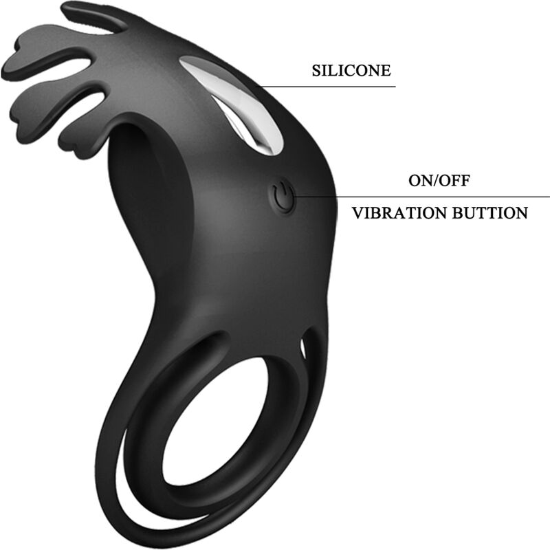 PRETTY LOVE - RUBEN ANILLO VIBRADOR 7 VIBRACIONES SILICONEN NEGRO