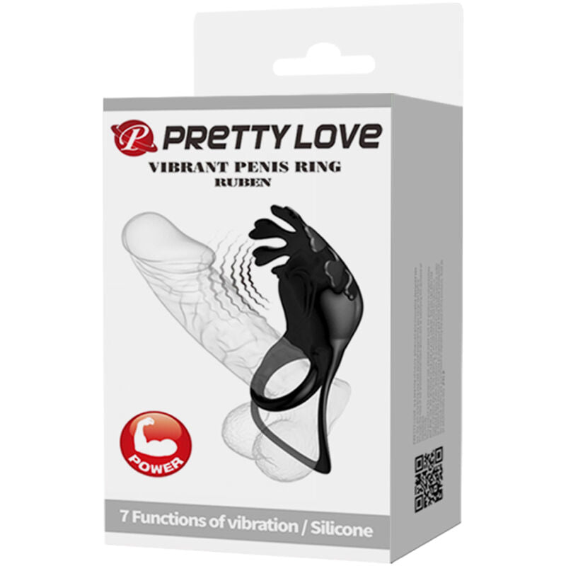PRETTY LOVE - RUBEN ANILLO VIBRADOR 7 VIBRACIONES SILICONEN NEGRO